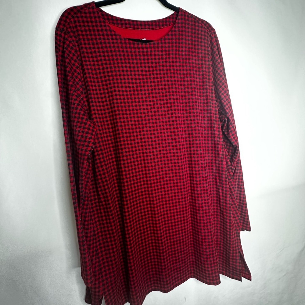 J. Jill Red and Black Long Sleeve Boxy Tunic